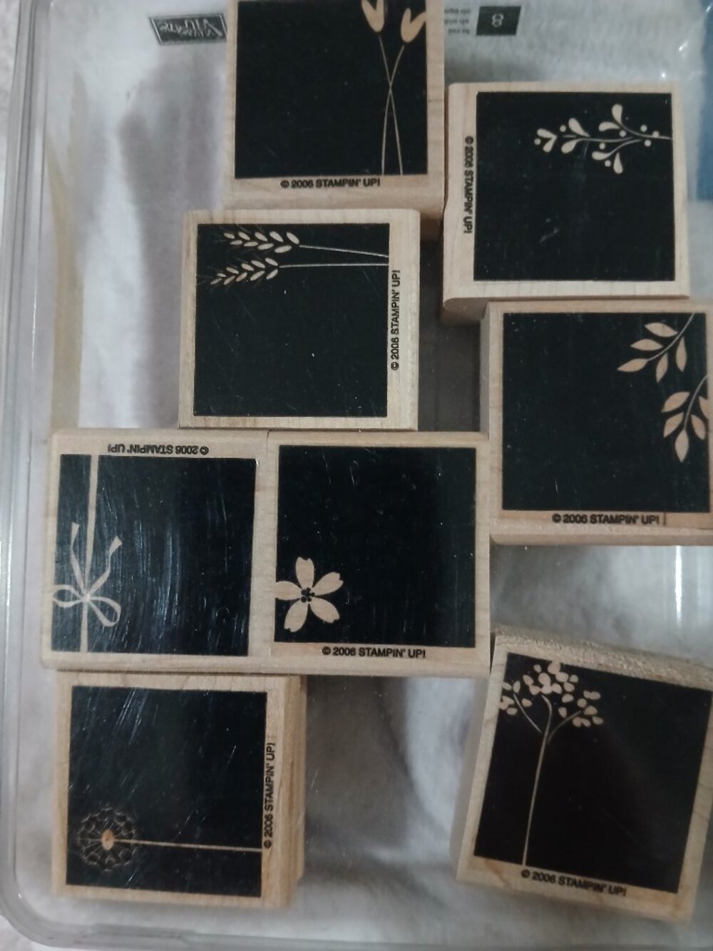 Stampin Up! New Set of 8 Wood Rubber Mounted Stamps "Good Things Grow" 2008